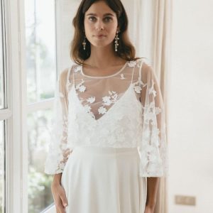 Blouse de mariage Madeleine manches trompettes