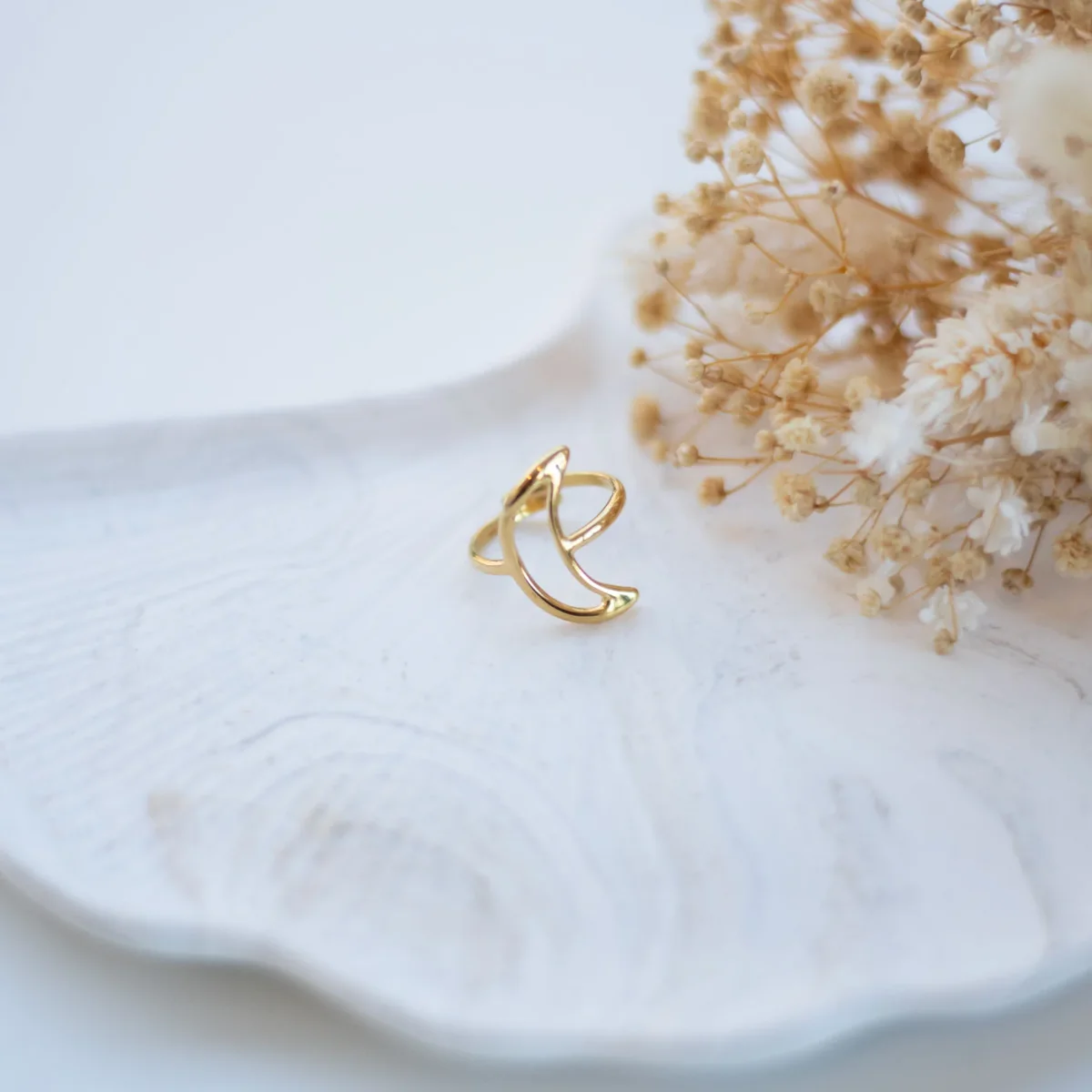 Bague lune acier doré – Image 4