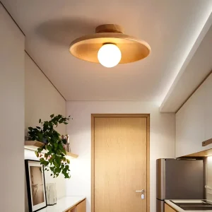 Plafonnier LED design concave en bois pour salon